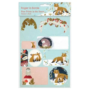 Paw Prints in the Snow Sticker Labels Sheet by Roger La Borde