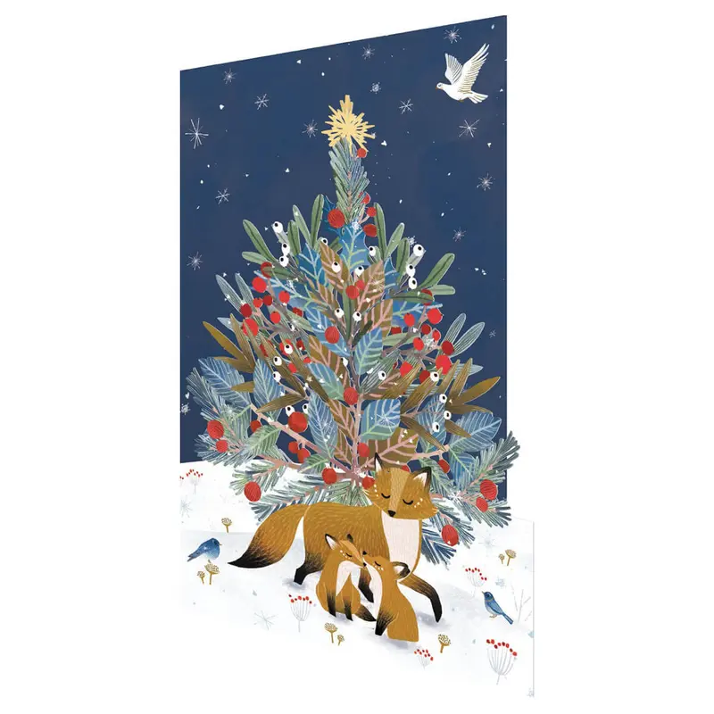 Paw Prints Tree Laser Cut Christmas Greetings Card By Roger La Borde