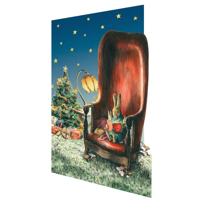 Rabbit Storytime Laser Cut Christmas Greetings Card By Roger La Borde