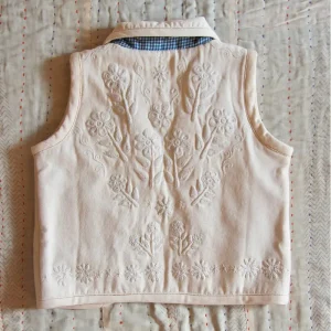 Sleeveless Jacket in Ivory Denim by Bonjour