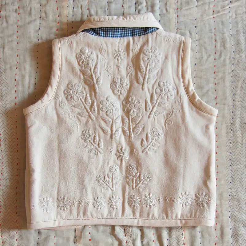 Sleeveless Jacket in Ivory Denim by Bonjour