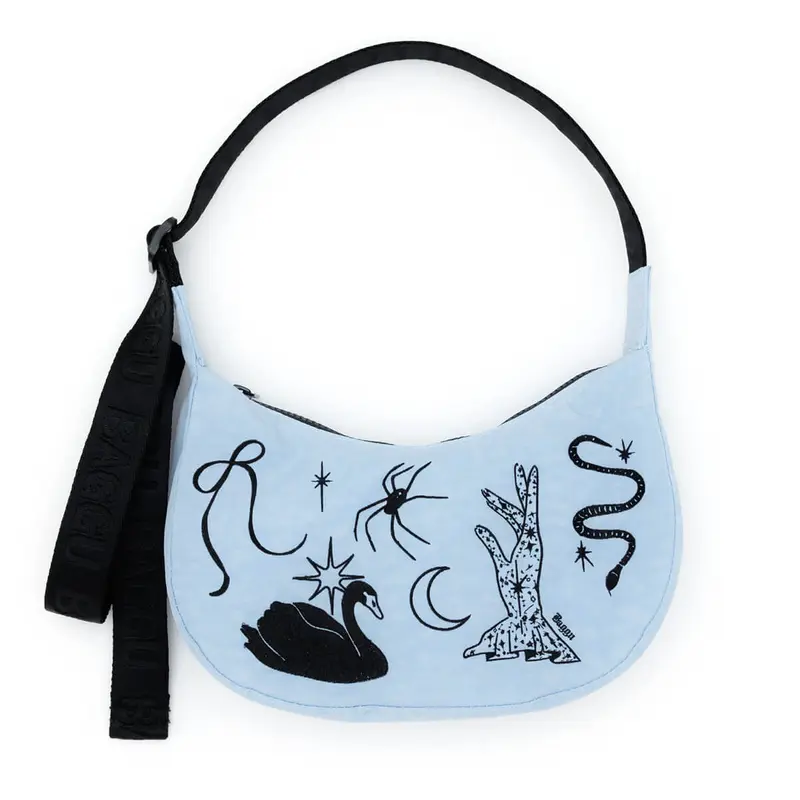Small Nylon Crescent Bag in Embroidered Ballet Icons by Baggu