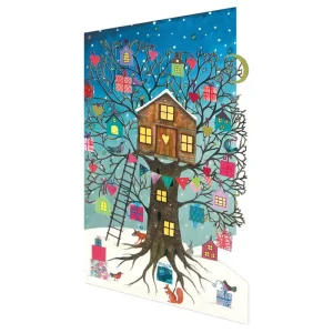 Treehouse Blue Laser Cut Christmas Greetings Card By Roger La Borde