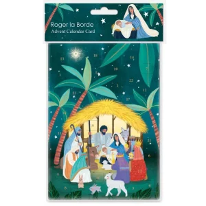 Away In A Manger Advent Calendar Greetings Card By Roger La Borde