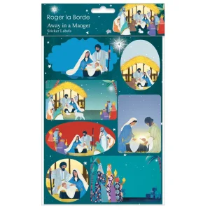 Away In A Manger Sticker Labels Sheet by Roger La Borde