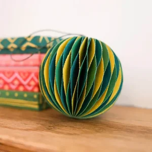 Green Baubles Honeycomb Decoration by East End Press