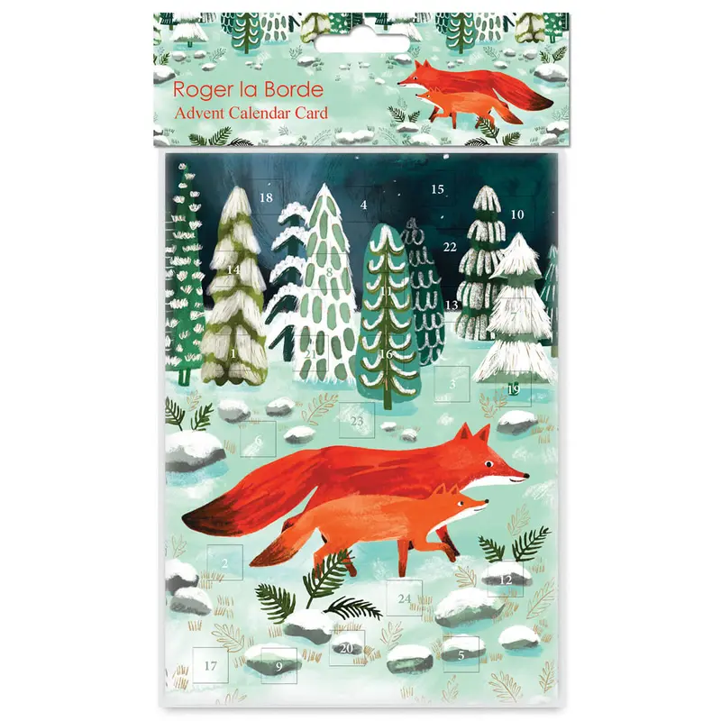 Running Foxes Advent Calendar Greetings Card By Roger La Borde