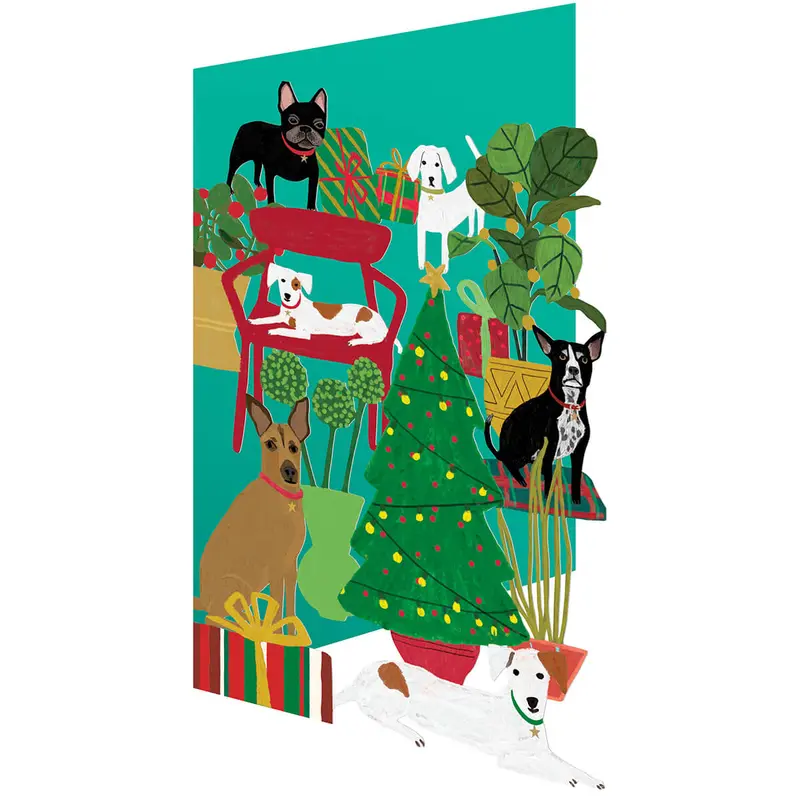 Shaggy Dogs Laser Cut Christmas Greetings Card By Roger La Borde