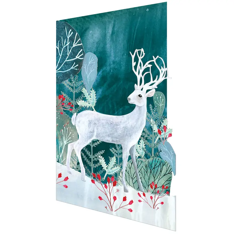 Silver Stag Laser Cut Christmas Greetings Card By Roger La Borde