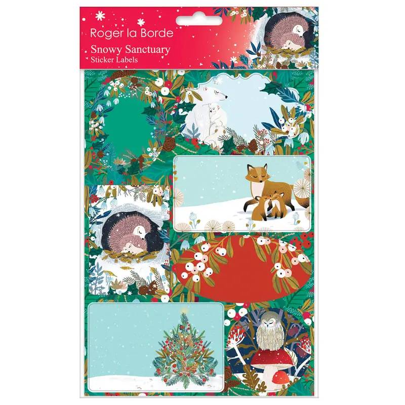 Snowy Sanctuary Sticker Labels Sheet by Roger La Borde