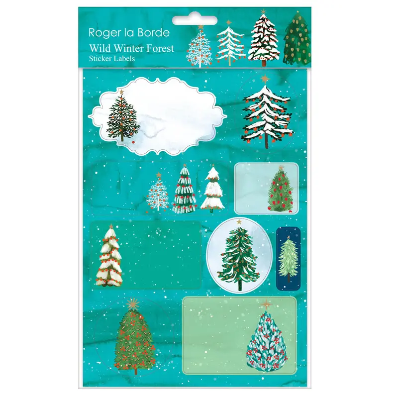 Wild Winter Forest Sticker Labels Sheet by Roger La Borde