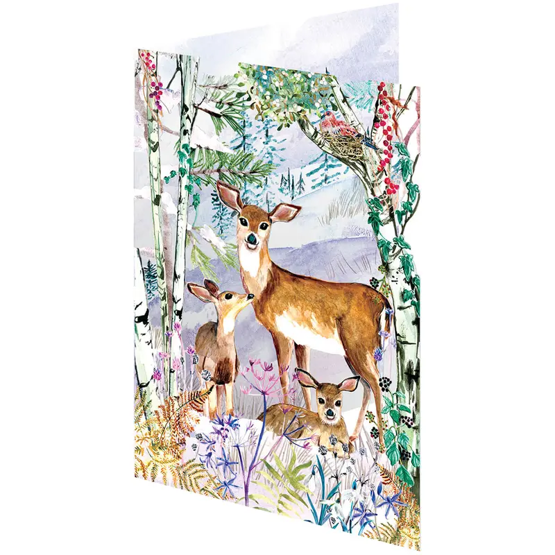 Wild Winter's Song Deer Laser Cut Christmas Greetings Card By Roger La Borde