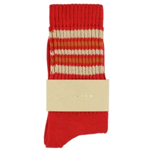 5 Stripes Socks in Red / Pink / Nougat by Escuyer