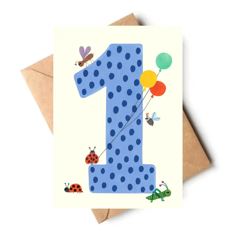 Age 1 Birthday Greetings Card by Daria Solak Illustrations