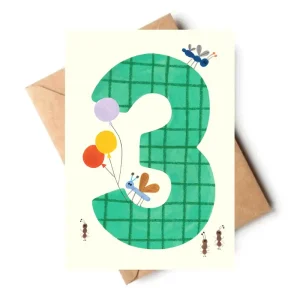 Age 3 Birthday Greetings Card by Daria Solak Illustrations