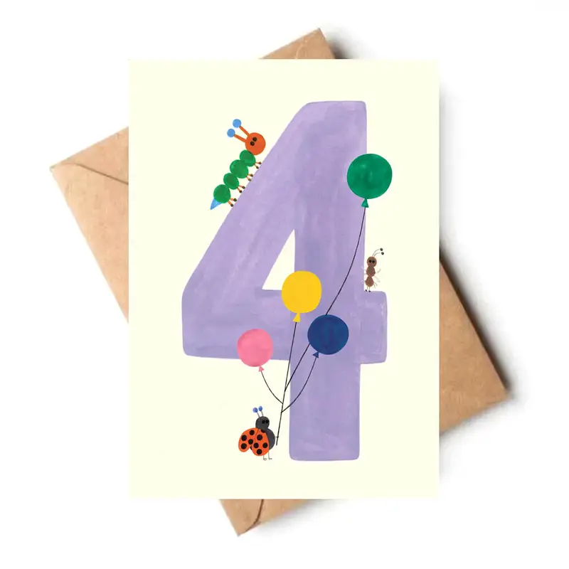Age 4 Birthday Greetings Card by Daria Solak Illustrations