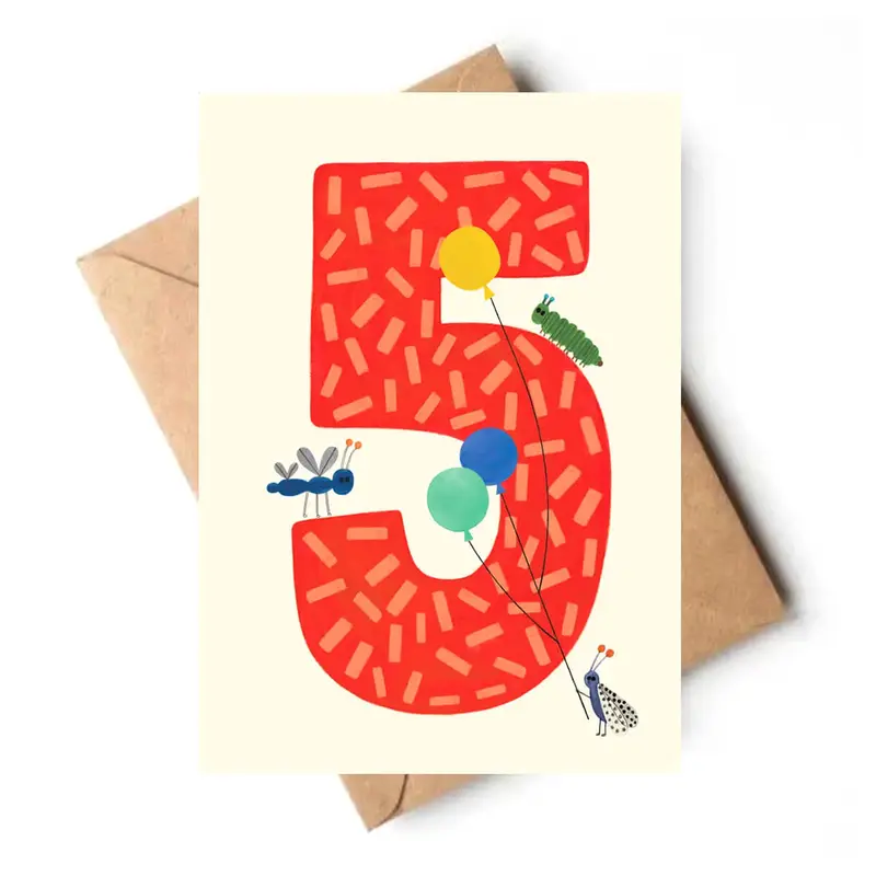 Age 5 Birthday Greetings Card by Daria Solak Illustrations