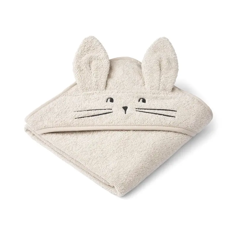 Albert Rabbit Hooded Baby Towel in Sandy by Liewood