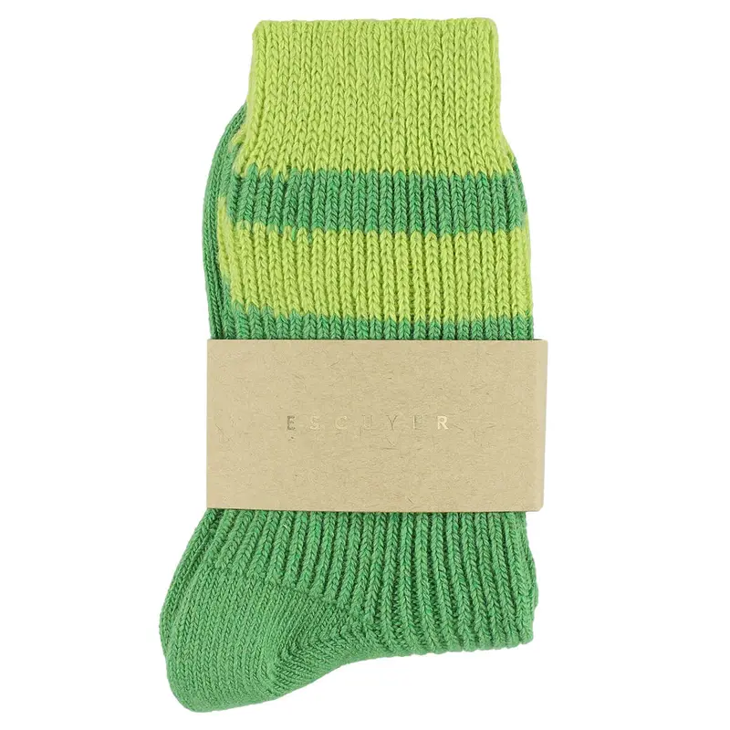 Cashmere Stripes Socks in Golf Green by Escuyer