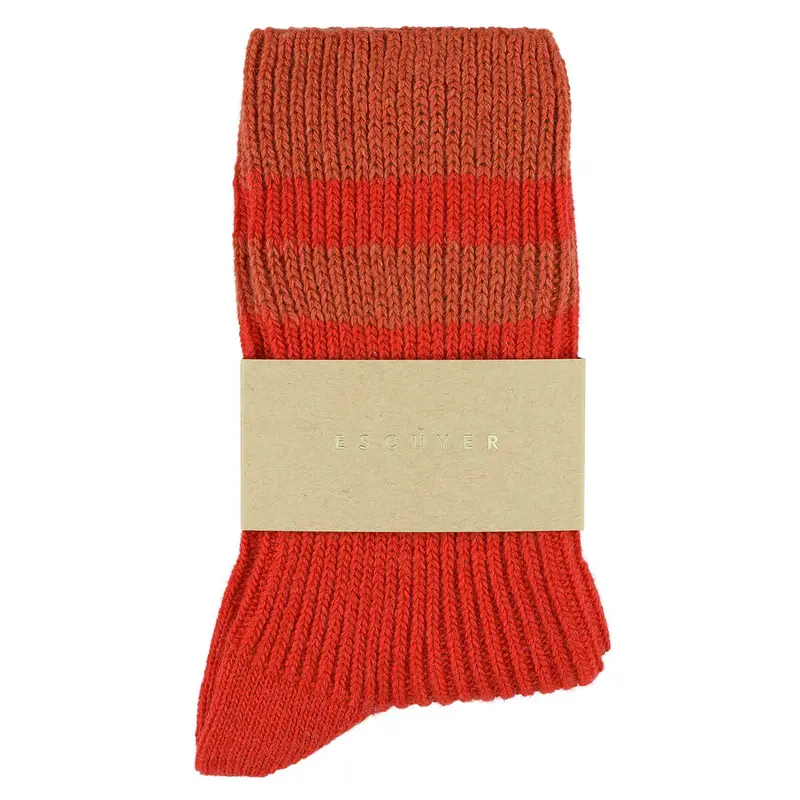 Cashmere Stripes Socks in Strong Orange by Escuyer