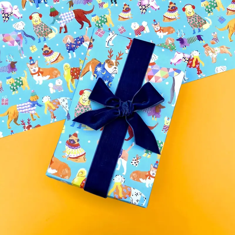 Christmas Dogs Gift Wrap by Ickaprint