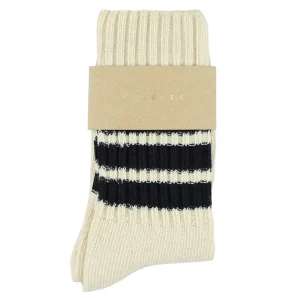 Crew Stripes Socks in Ecru / Blue by Escuyer