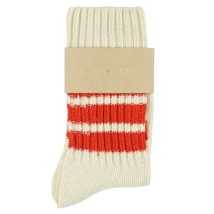 Crew Stripes Socks in Ecru / Orange by Escuyer