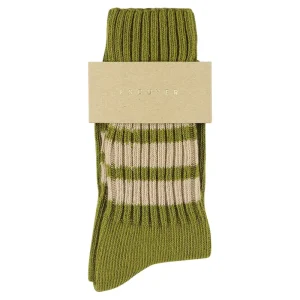 Crew Stripes Socks in Khaki / Pink by Escuyer