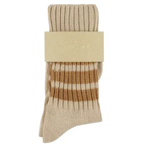 Crew Stripes Socks in Pink / Brown by Escuyer