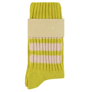 Crew Stripes Socks in Yellow / Pink by Escuyer