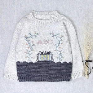 Cross Stitch Pullover in Cream by Iver & Isla - Last Ones In Stock - 4-8 Years