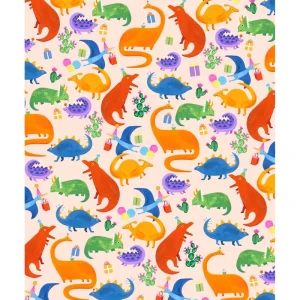 Dinosaur Gift Wrap in Pink by Ickaprint
