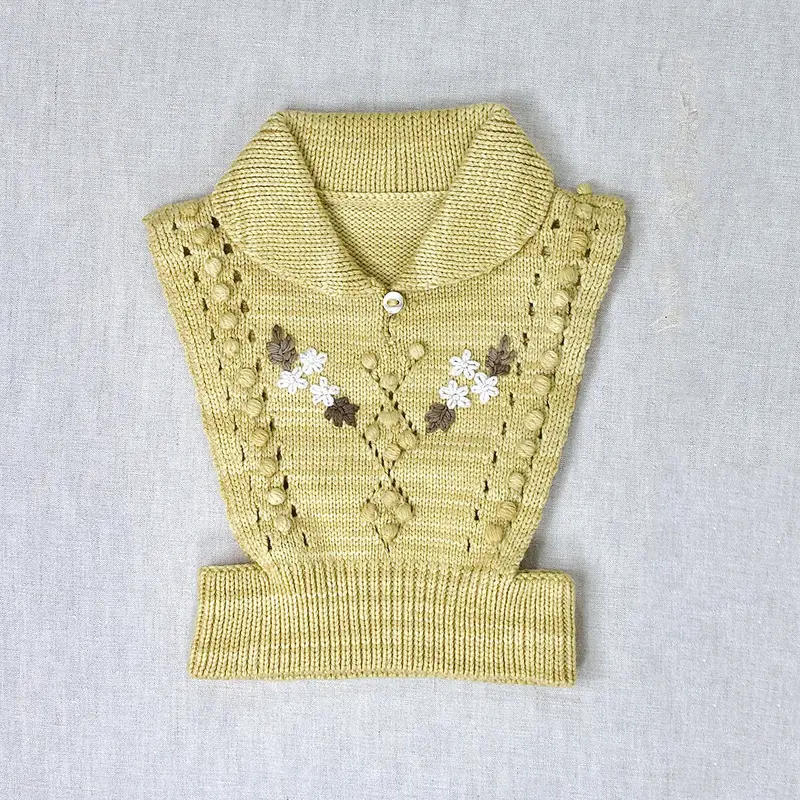 Floral Embroidered Heartwarmer in Flax by Iver & Isla - Last Ones In Stock - 6-8 Years