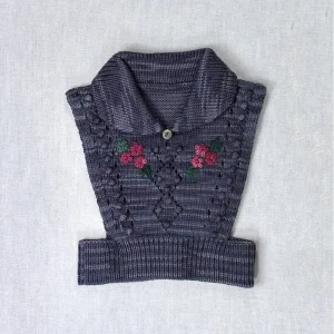 Floral Embroidered Heartwarmer in Obsidian by Iver & Isla - Last Ones In Stock - 4-8 Years