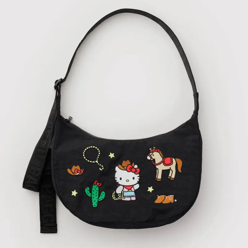 Medium Nylon Crescent Bag in Embroidered Hello Kitty Western by Baggu
