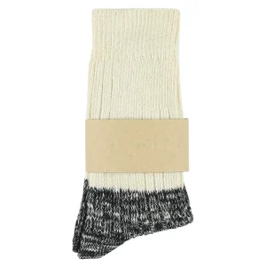 Melange Colour Block Socks in Ecru / Black by Escuyer
