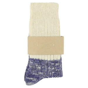 Melange Colour Block Socks in Ecru / Bright Blue by Escuyer