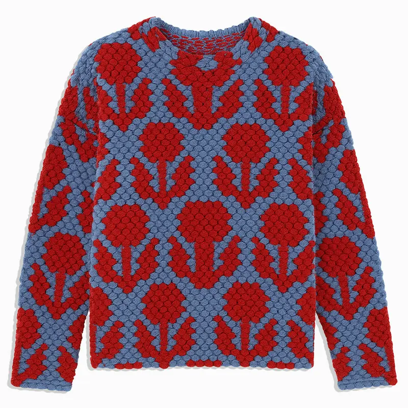 Muche Sweater in Red Flowers by Rita Row