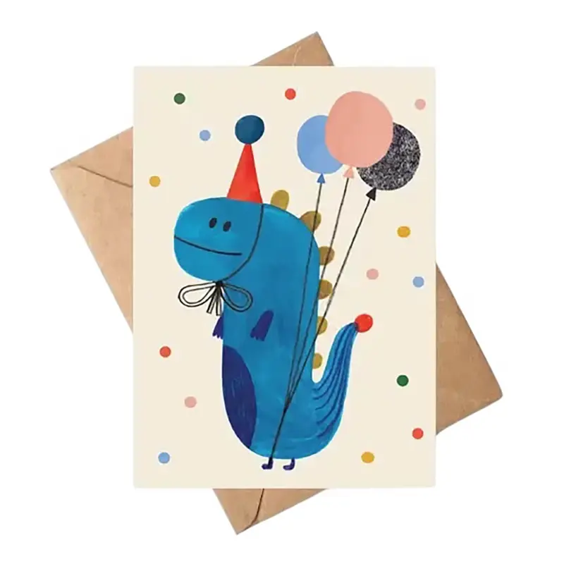 Party Dino Birthday Greetings Card by Daria Solak Illustrations