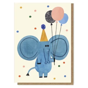 Party Elephant Greetings Card by Daria Solak Illustrations