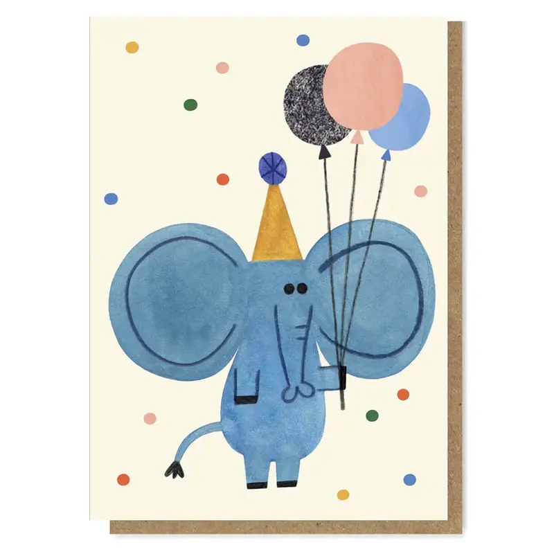 Party Elephant Greetings Card by Daria Solak Illustrations