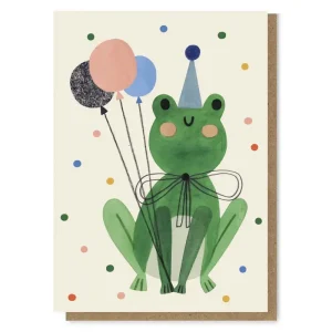 Party Frog Greetings Card by Daria Solak Illustrations