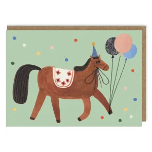 Party Horse Greetings Card by Daria Solak Illustrations