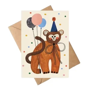 Party Monkey Birthday Greetings Card by Daria Solak Illustrations