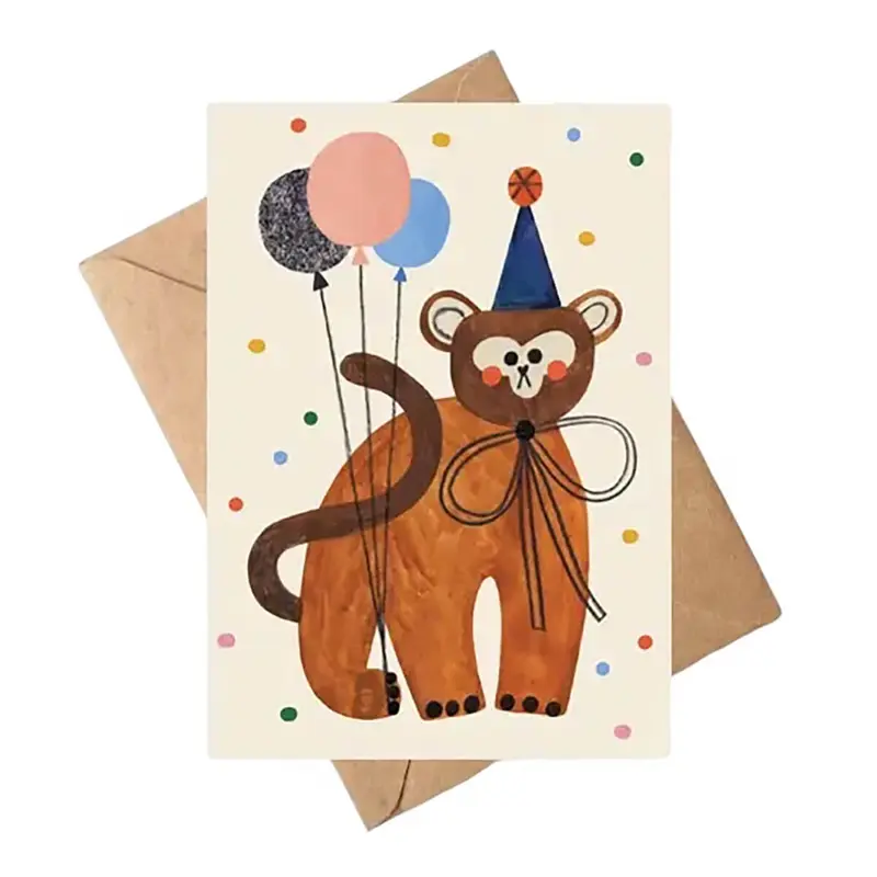 Party Monkey Birthday Greetings Card by Daria Solak Illustrations