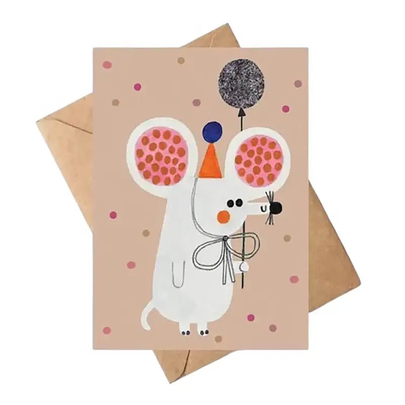 Party Mouse Birthday Greetings Card by Daria Solak Illustrations