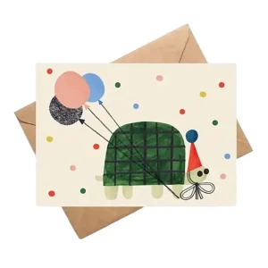 Party Turtle Birthday Greetings Card by Daria Solak Illustrations