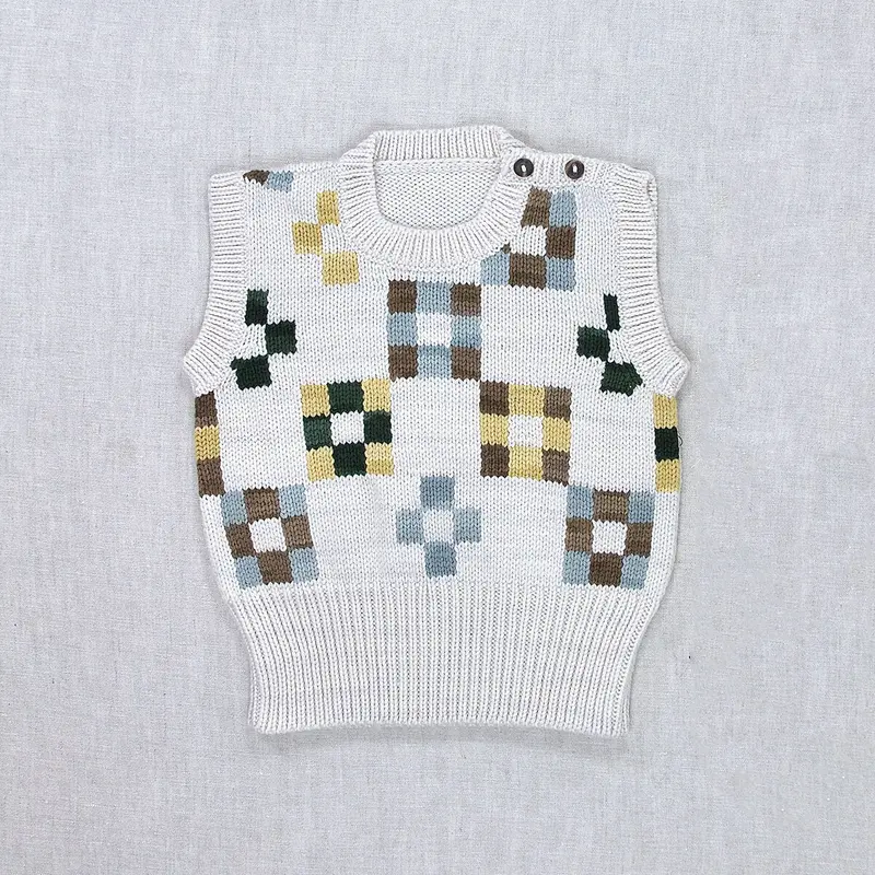 Quilt Block Vest in Cocoa by Iver & Isla - Last Ones In Stock - 4-8 Years