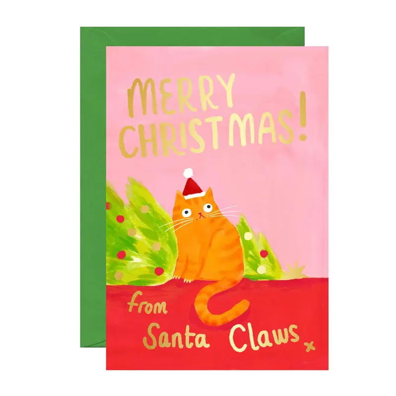 Santa Claws Greetings Card by Ickaprint