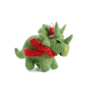 Triceratops With Santa Hat And Scarf Hanging Christmas Decoration by Amica